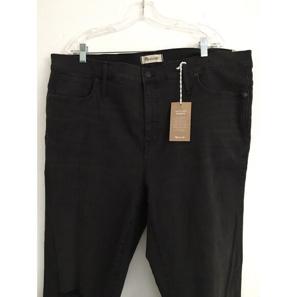 Madewell Jean Curvy 9" High Rise Skinny Black Size W36 Taller distressed #3 - Picture 11 of 12